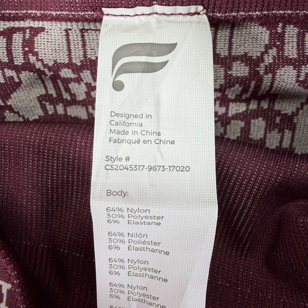 Fabletics Leggings Women XS Excellent Burgundy Geometric Seamless High Rise - Picture 6 of 9